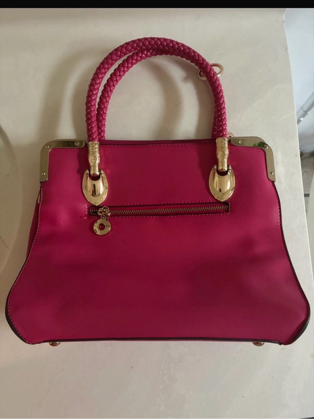 Source Unknown Hot Pink Satchel with Gold Hardware